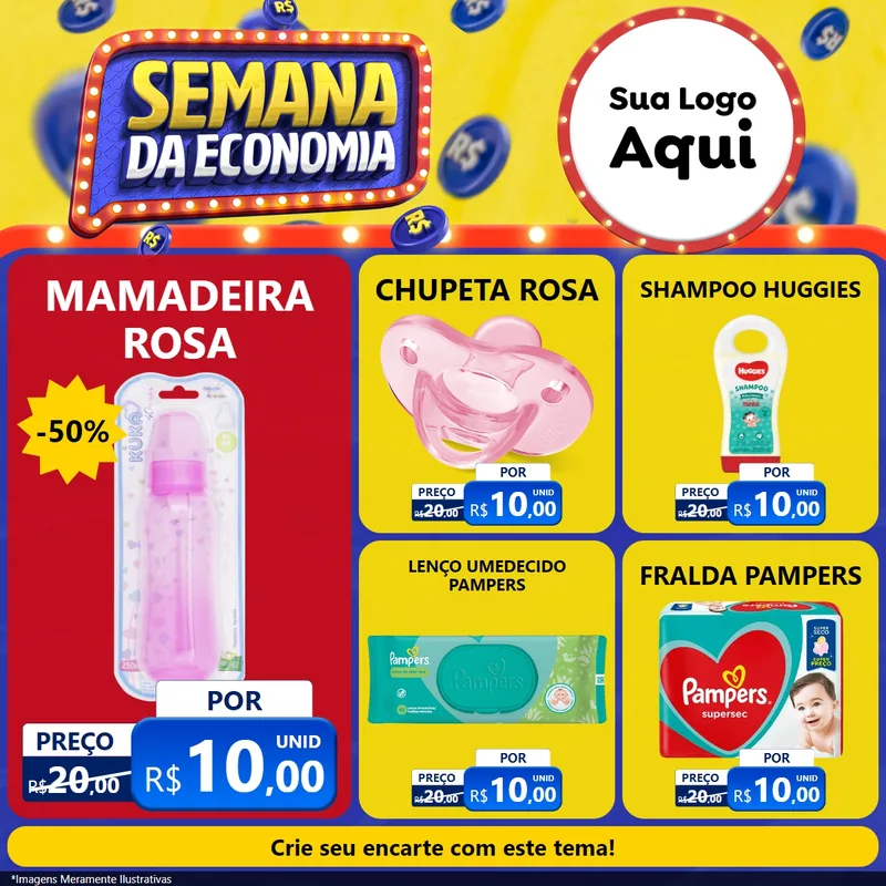 Modelo de Rede Social para Feed Facebook com o tema Semana da Economia para Bebês