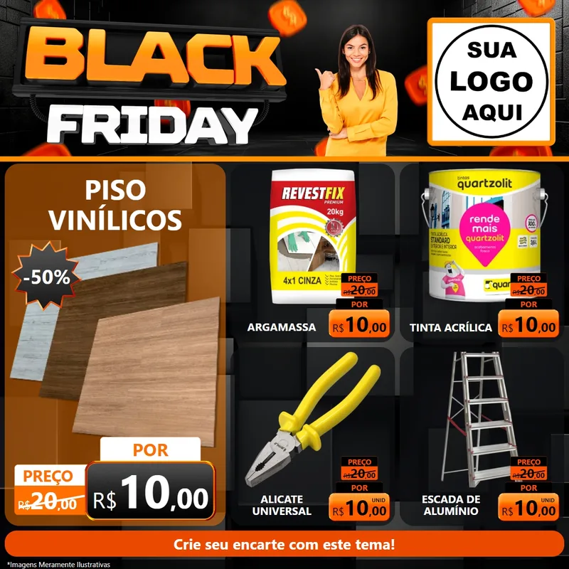 Modelo de Rede Social para Feed Facebook com o tema Black Friday para Material para Construção