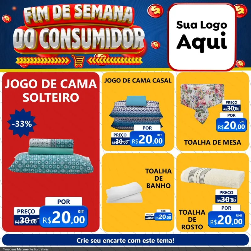 Modelo de Rede Social para Feed Facebook com o tema Fim de Semana do Consumidor para Cama, Mesa e Banho