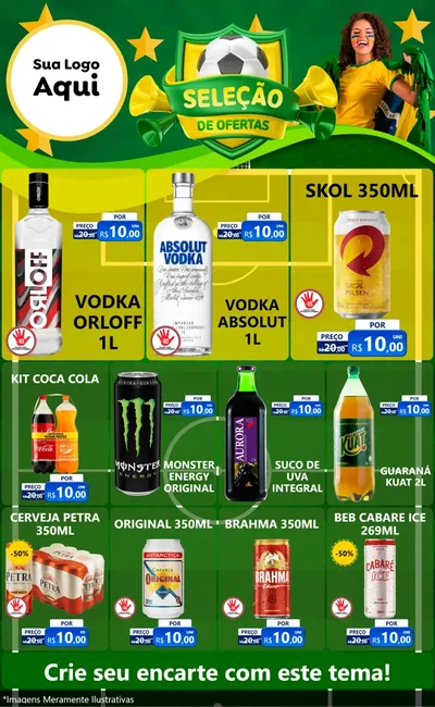 Modelo de Encarte para Encarte Grande com o tema Seleção de Ofertas - Copa para Distribuidora de bebidas