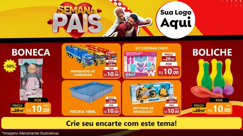 Modelo de TV para TV Horizontal com o tema Semana Dos Pais para Brinquedos