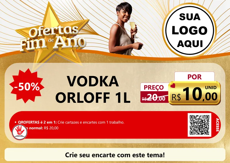 Modelo de Cartaz para Cartaz A4 Horizontal com o tema Ofertas Fim de Ano para Distribuidora de bebidas