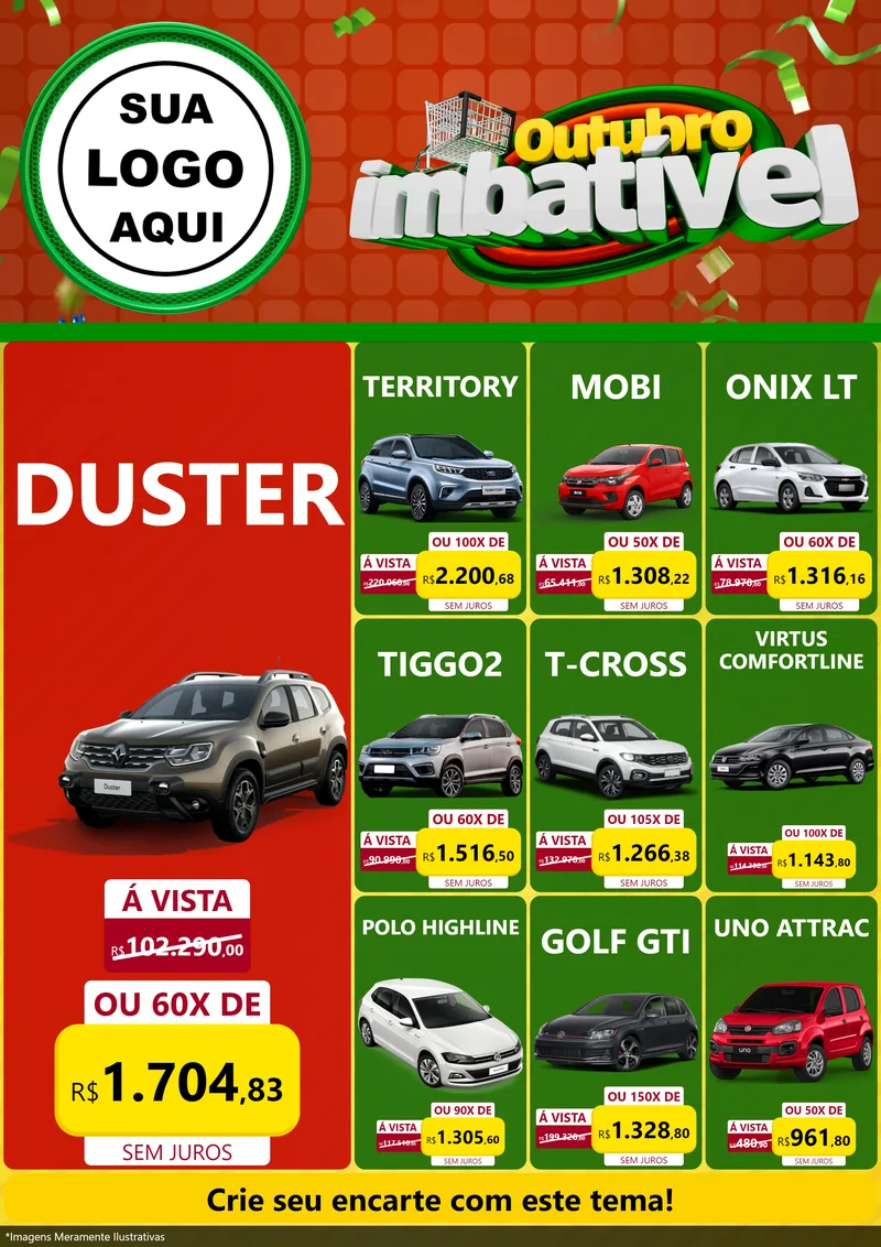 Modelo de Encarte para Encarte A4 Vertical com o tema Outubro Imbatível para Concessionaria de Carros