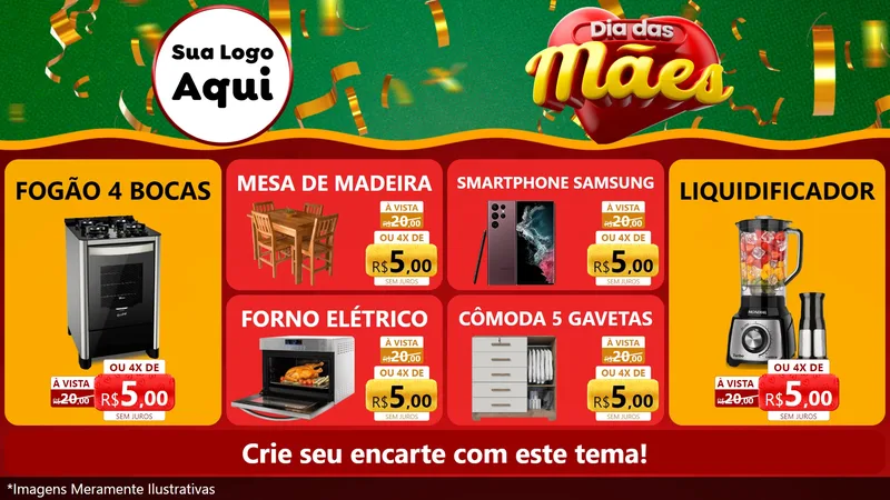 Modelo de TV para TV Horizontal com o tema Dia das Mães para Móveis e Eletro