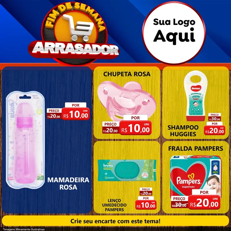 Modelo de Rede Social para Feed Facebook com o tema Fim De Semana Arrasador para Bebês