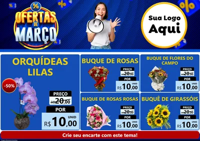 Modelo de Encarte para Encarte A4 Horizontal com o tema Ofertas de Março para Floricultura e jardim