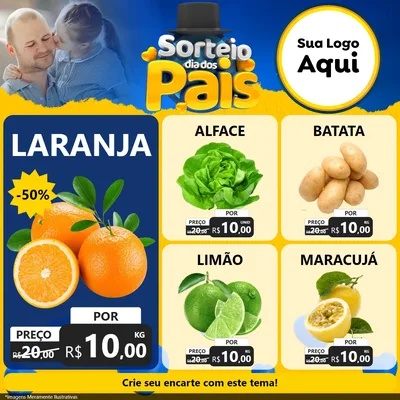 Modelo de Rede Social para Feed Facebook com o tema Sorteio Dia Dos Pais para Hortifrúti