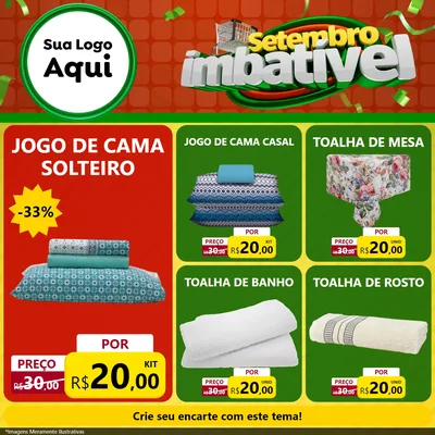 Modelo de Rede Social para Feed Facebook com o tema Setembro Imbatível para Cama, Mesa e Banho