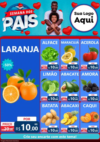 Modelo de Encarte para Encarte A4 Vertical com o tema Semana Dos Pais para Hortifrúti