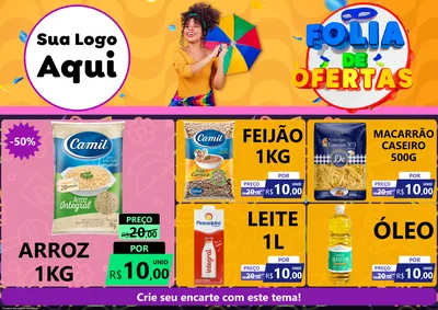 Modelo de Encarte para Encarte A4 Horizontal com o tema Folia de Ofertas para Supermercado