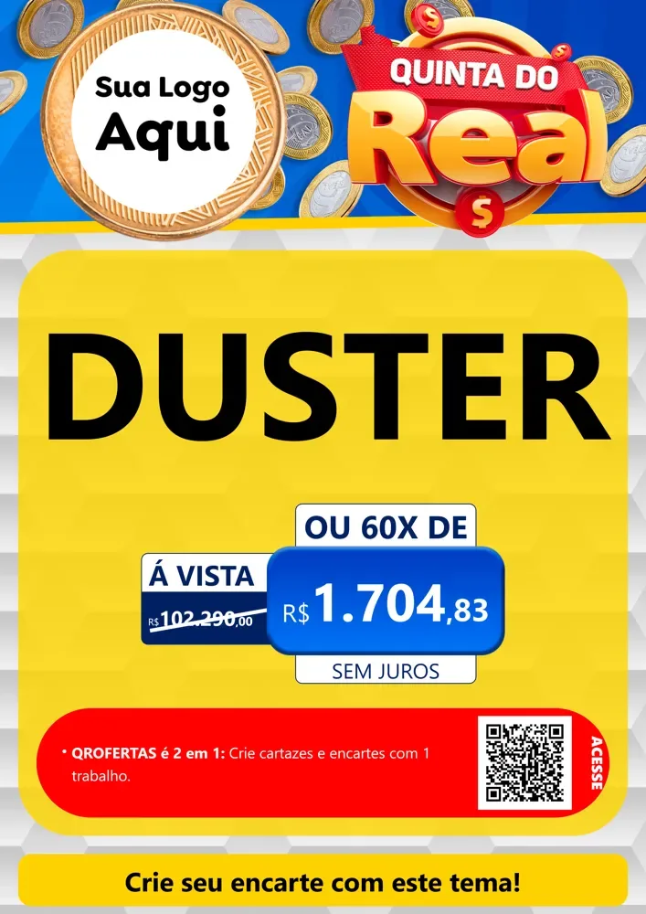 Modelo de Cartaz para Cartaz A4 Vertical com o tema Quinta do Real para Concessionaria de Carros