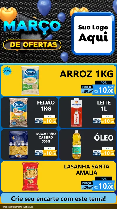 Modelo de TV para TV Vertical com o tema Março de Ofertas para Supermercado