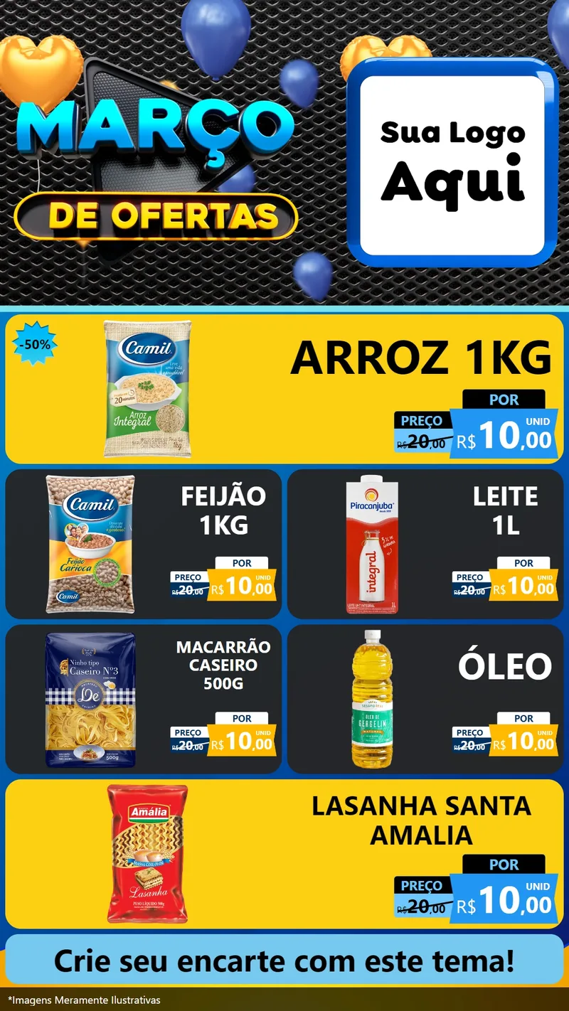 Modelo de TV para TV Vertical com o tema Março de Ofertas para Supermercado
