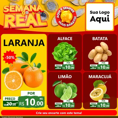 Modelo de Rede Social para Feed Facebook com o tema Semana do Real para Hortifrúti