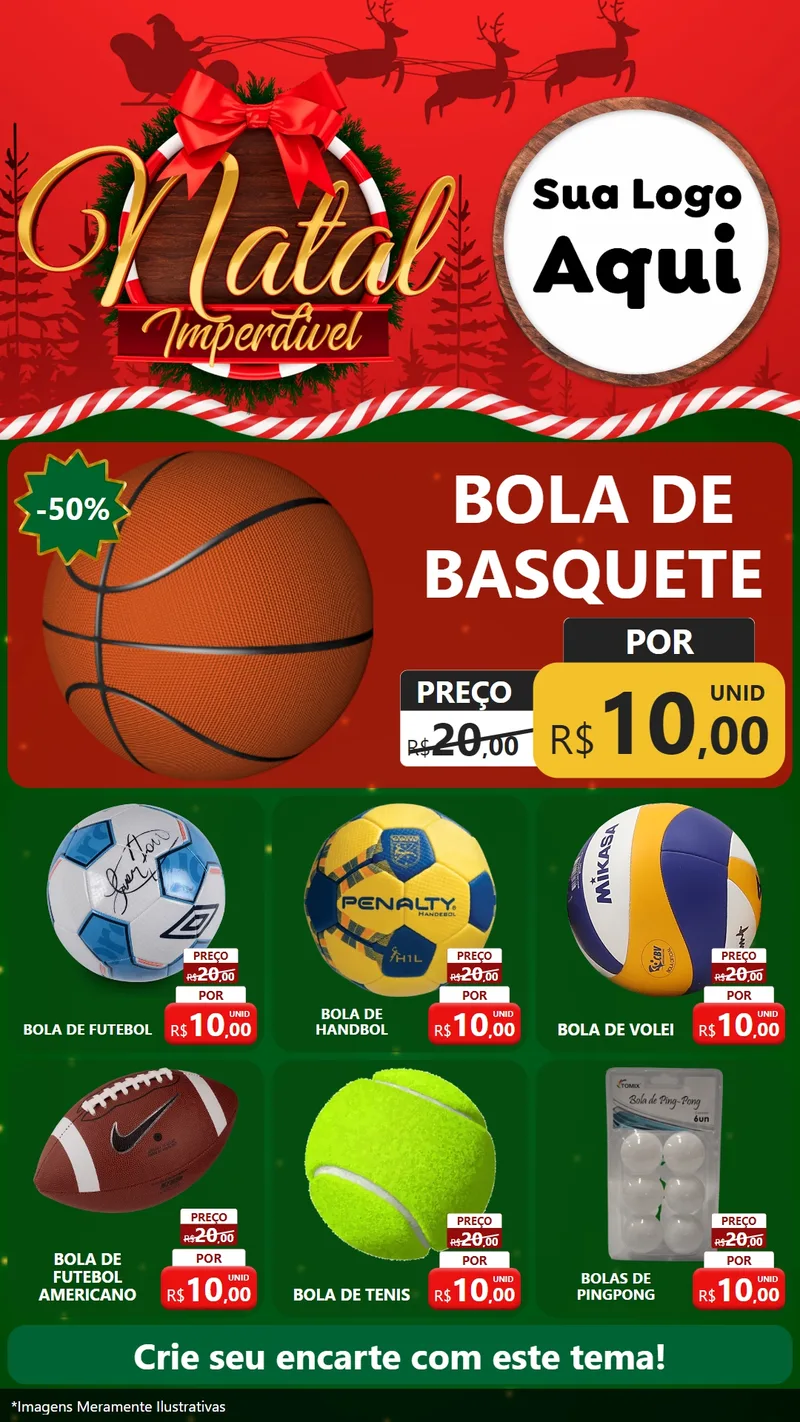 Modelo de Rede Social para Stories com o tema Natal Imperdível para Artigos Esportivos