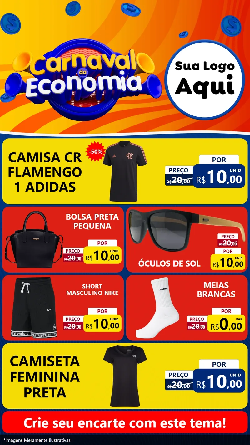 Modelo de TV para TV Vertical com o tema Carnaval da Economia para Roupas e acessórios