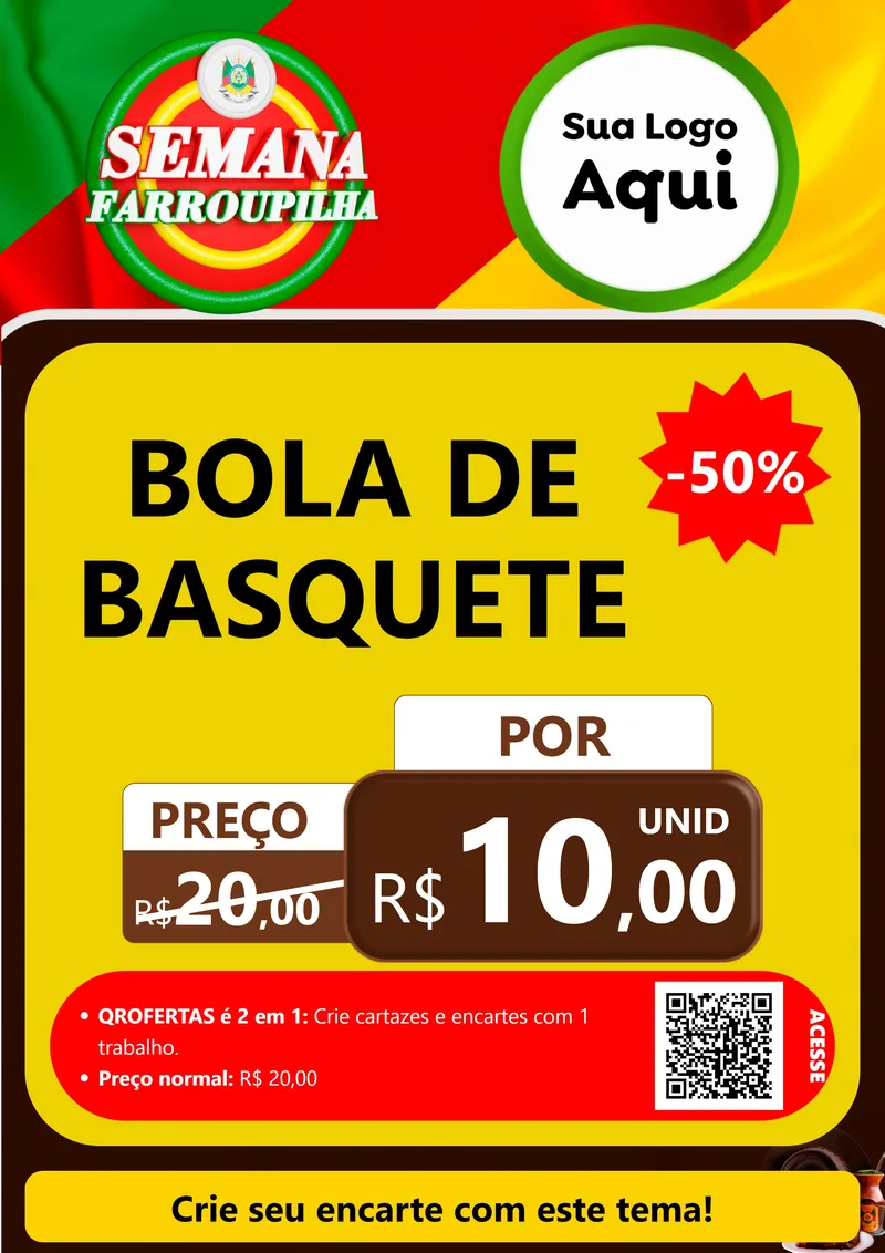 Modelo de Cartaz para Cartaz A4 Vertical com o tema Semana Farroupilha para Artigos Esportivos