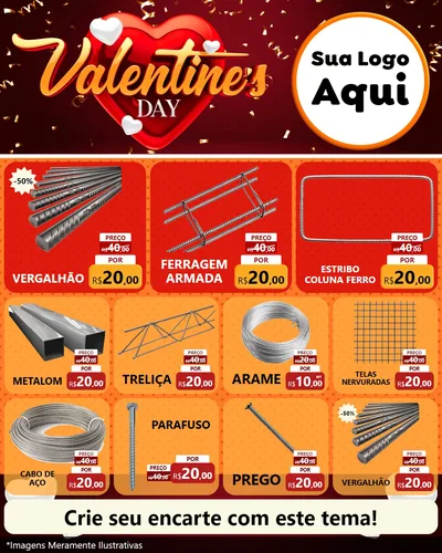 Modelo de Rede Social para Feed Instagram com o tema Valentine's Day para Ferragens