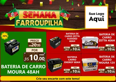 Modelo de Encarte para Encarte A4 Horizontal com o tema Semana Farroupilha para Baterias Elétricas