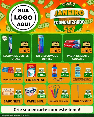 Modelo de Rede Social para Feed Instagram com o tema Comece Janeiro Economizando para Higiene Pessoal