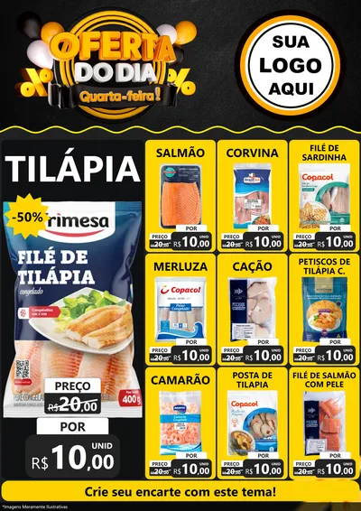 Modelo de Encarte para Encarte A4 Vertical com o tema Oferta do Dia - Quarta Feira! para Peixaria