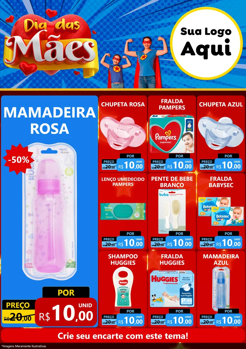Modelo de Encarte para Encarte A4 Vertical com o tema Dia das Mães para Bebês