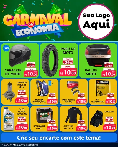 Modelo de Rede Social para Feed Instagram com o tema Carnaval da Economia para Moto peças
