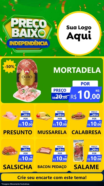Modelo de Rede Social para Stories com o tema Preço Baixo de Independência para Frios e Laticínios