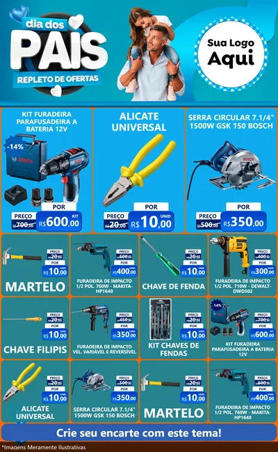 Modelo de Encarte para Encarte Grande com o tema Dia Dos Pais Repleto de Ofertas para Maquinas e Ferramentas