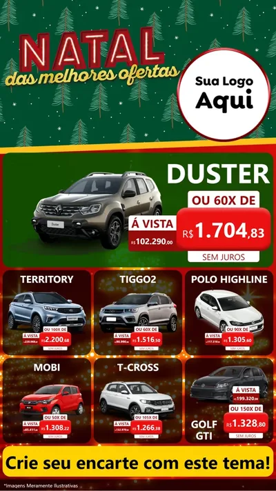 Modelo de Rede Social para Stories com o tema Natal das Melhores Ofertas para Concessionaria de Carros