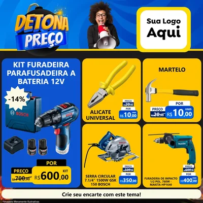 Modelo de Rede Social para Feed Facebook com o tema Detona Preços para Maquinas e Ferramentas