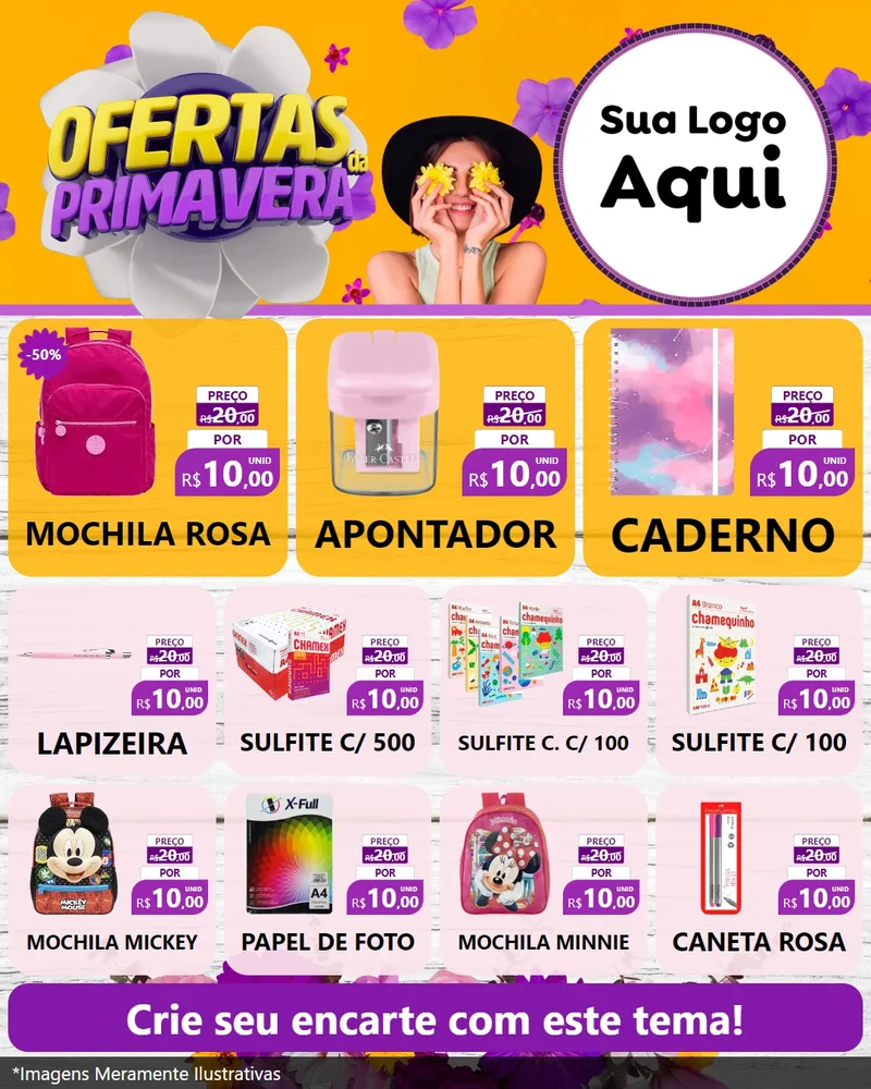 Modelo de Rede Social para Feed Instagram com o tema Ofertas Da Primavera para Papelaria