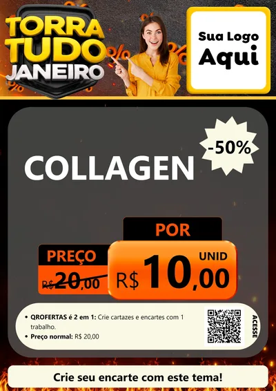 Modelo de Cartaz para Cartaz A4 Vertical com o tema Torra Tudo Janeiro para Suplementos alimentares