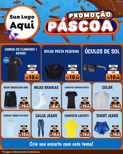 Modelo de Rede Social para Feed Instagram com o tema Promoção Páscoa para Roupas e acessórios
