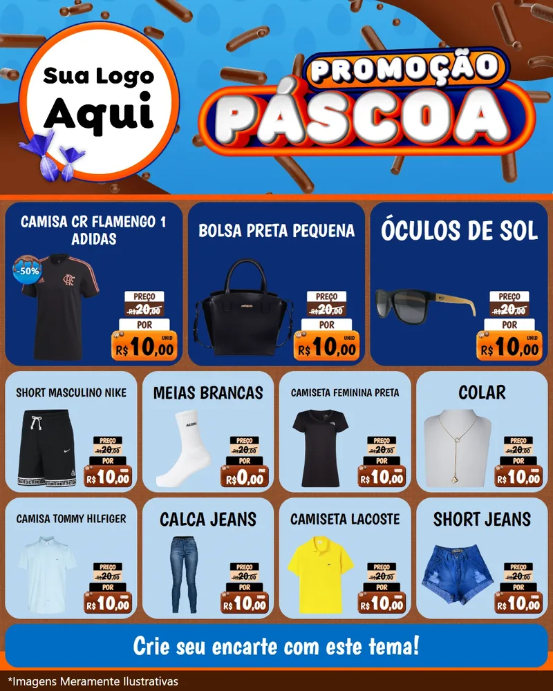 Modelo de Rede Social para Feed Instagram com o tema Promoção Páscoa para Roupas e acessórios