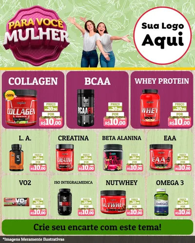Modelo de Rede Social para Feed Instagram com o tema Para Você Mulher para Suplementos alimentares