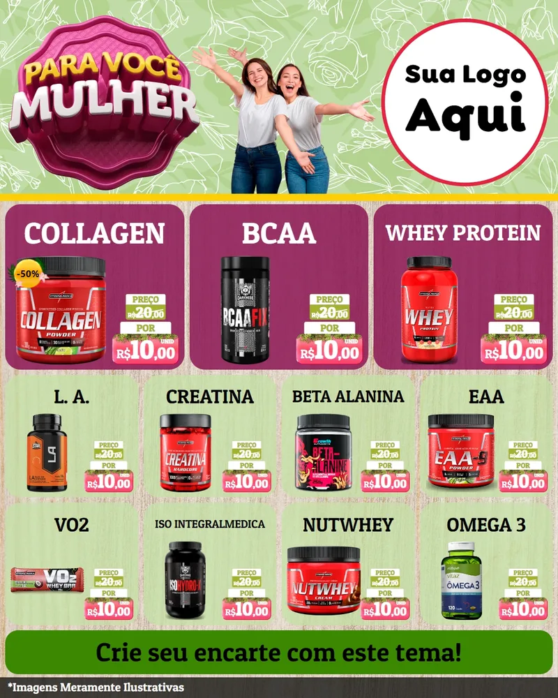 Modelo de Rede Social para Feed Instagram com o tema Para Você Mulher para Suplementos alimentares
