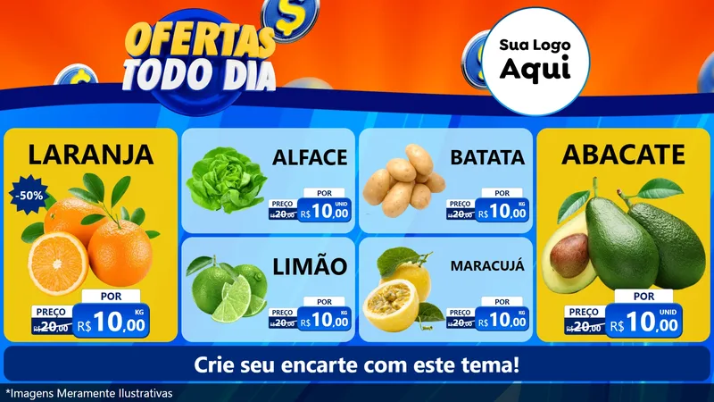 Modelo de TV para TV Horizontal com o tema Ofertas Todo Dia para Hortifrúti