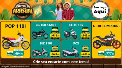 Modelo de TV para TV Horizontal com o tema Especial De Arraial para Concessionaria de Motos