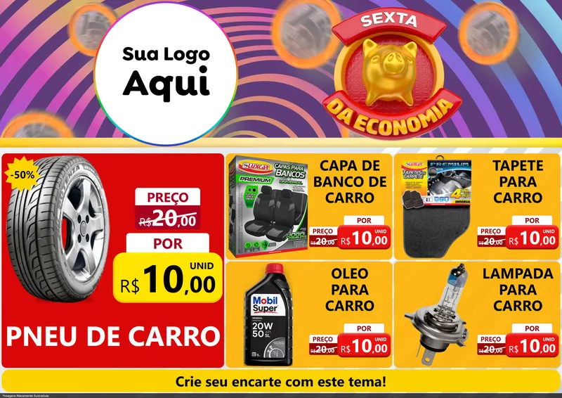 Modelo de Encarte para Encarte A4 Horizontal com o tema Sexta da Economia para Auto peças