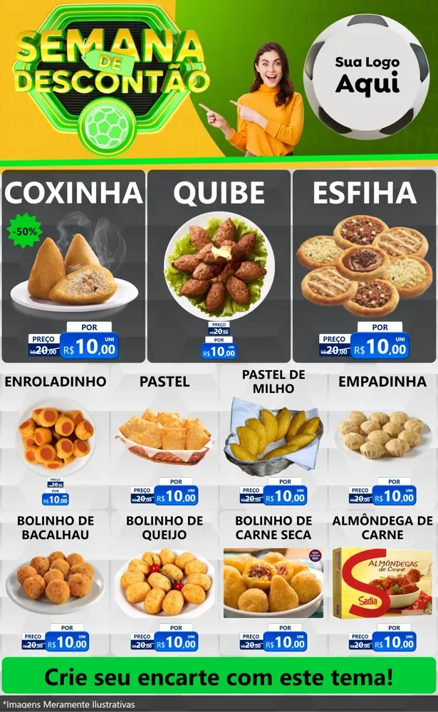 Modelo de Encarte para Encarte Grande com o tema Semana de Descontão - Copa para Salgadaria