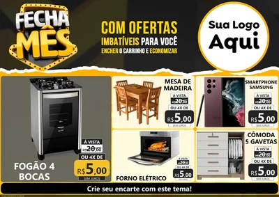 Modelo de Encarte para Encarte A4 Horizontal com o tema Fecha Mês para Móveis e Eletro