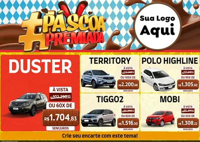 Modelo de Encarte para Encarte A4 Horizontal com o tema Páscoa Premiada para Concessionaria de Carros