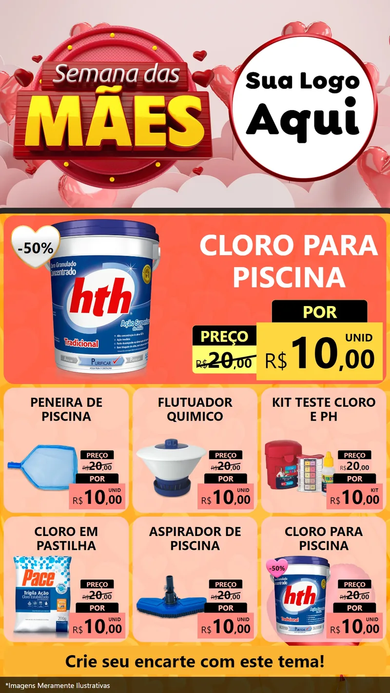 Modelo de Rede Social para Stories com o tema Semana das Mães para Produtos para Piscina