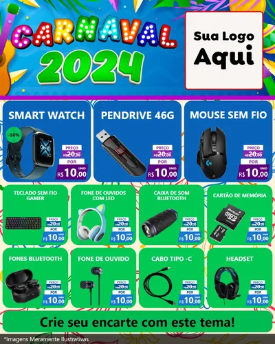 Modelo de Rede Social para Feed Instagram com o tema Carnaval 2027 para Informática