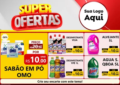 Modelo de Encarte para Encarte A4 Horizontal com o tema Super Ofertas para Produtos de Limpeza