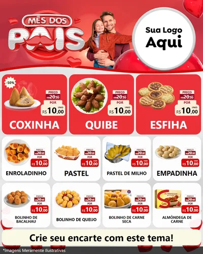 Modelo de Rede Social para Feed Instagram com o tema Mês dos Pais para Salgadaria