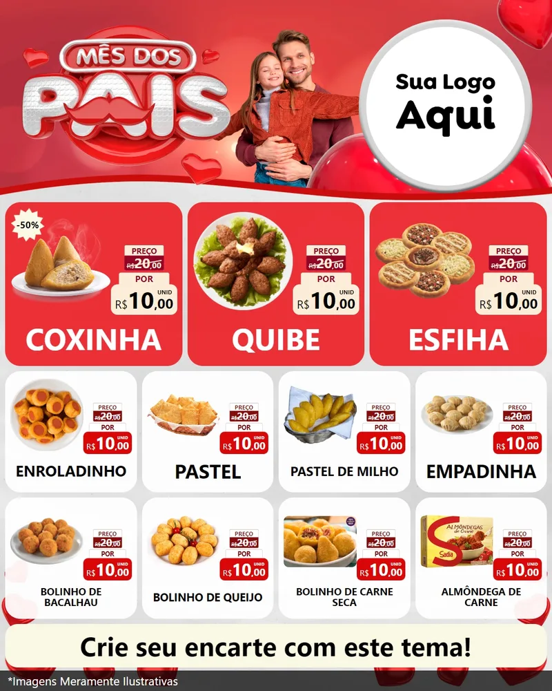 Modelo de Rede Social para Feed Instagram com o tema Mês dos Pais para Salgadaria