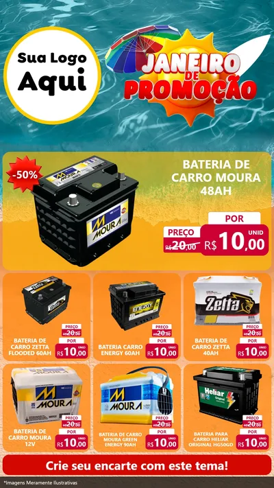 Modelo de Rede Social para Stories com o tema Janeiro de Promoção para Baterias Elétricas