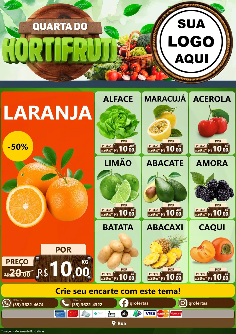 Modelo de Encarte para Encarte A4 Vertical com o tema Quarta do Hortifruti para Hortifrúti